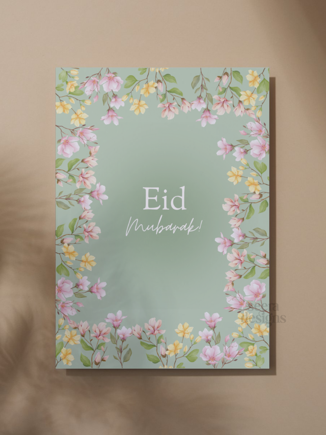 Wenskaart – Eid Mubarak (Bloemen)